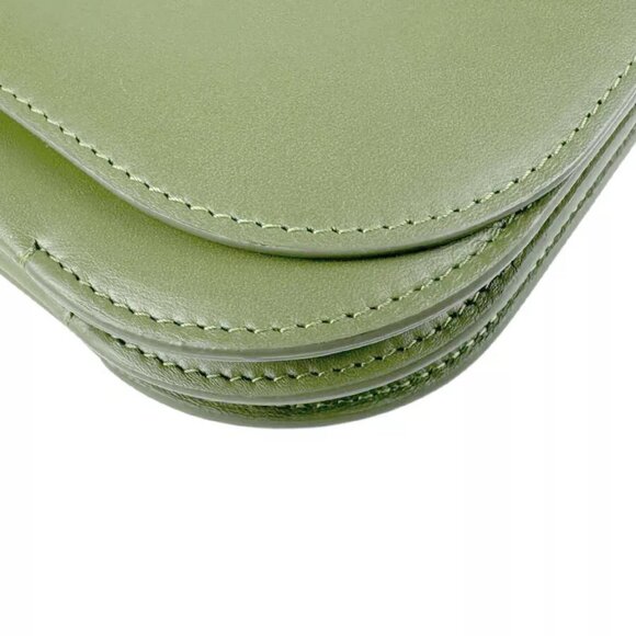 Auth LOEWE GOYA Small Crossbody Shoulder Bag Khaki Leather/Goldtone - z4089 - Picture 9 of 12